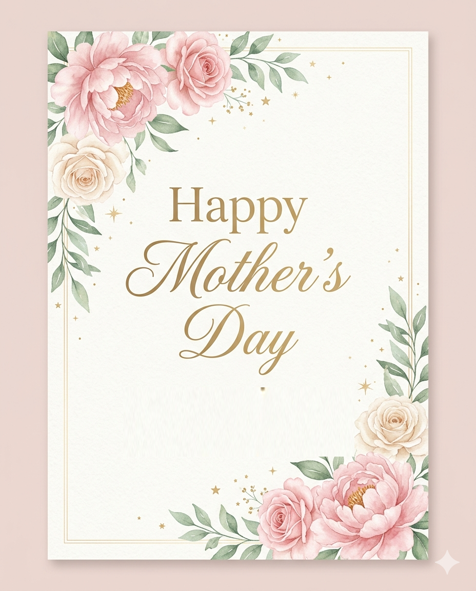 Happy Mother's Day card from the Legall Law Family — watercolor peonies and roses with gold script lettering